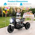 thumbnail image 3 of Costway 6V Kids Motorcycle with Song,Story,LED Headlights,Accelerator Pedal&3 Wheels, White & Black, 3 of 10