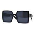 thumbnail image 3 of Womens Squared Rectangular Butterfly Plastic Sunglasses All Black, 3 of 4