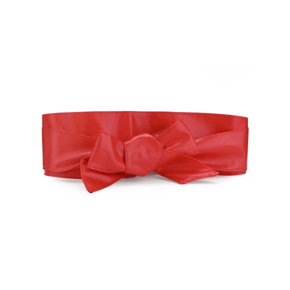 CINTURÓN ANCHO DE FAUX CUERO PARA MUJERES CON LAZO AUTODATADO PARA VESTIDOS TALLA ÚNICA ROJO