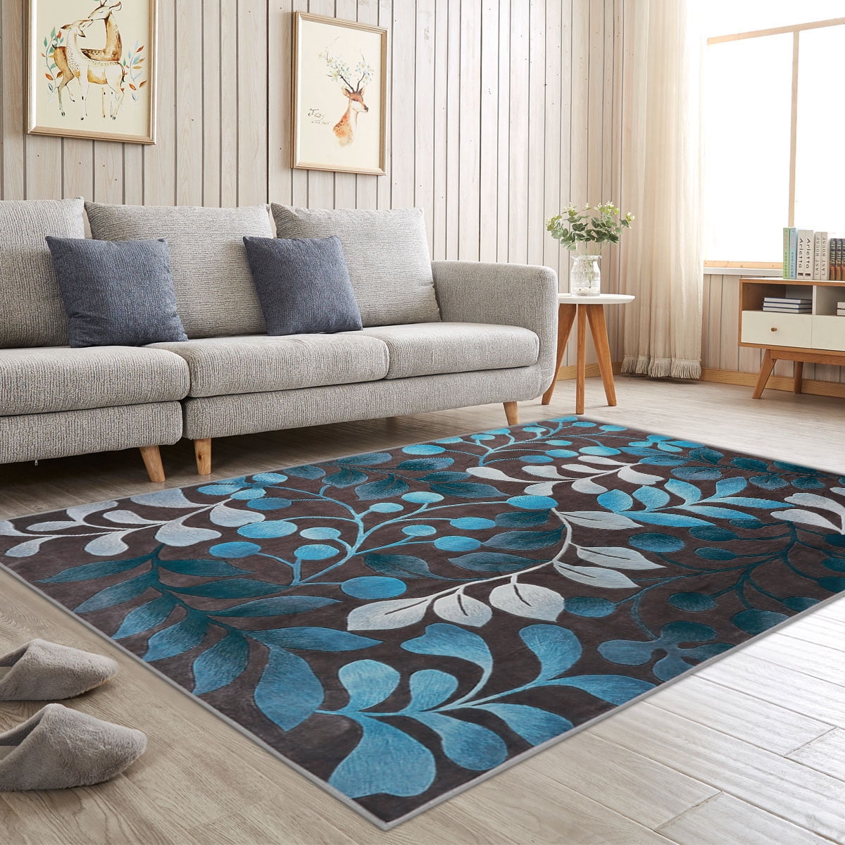 3D Blue Wave Stripe Non-Slip Rug Door Shower Play Mat Hearth Floor Carpet 15 