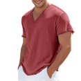 thumbnail image 4 of ZHOGXU Fashion Loose Fit V Neck Short Sleeve Lightweight Men's T Shirts Casual Top Outdoor Activities, 4 of 4