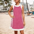 thumbnail image 4 of Women's Sleeveless V Neck Color Block 2 Piece Set Tunic Dress Top with Shorts Summer Beach Outfit with Pockets, 4 of 5