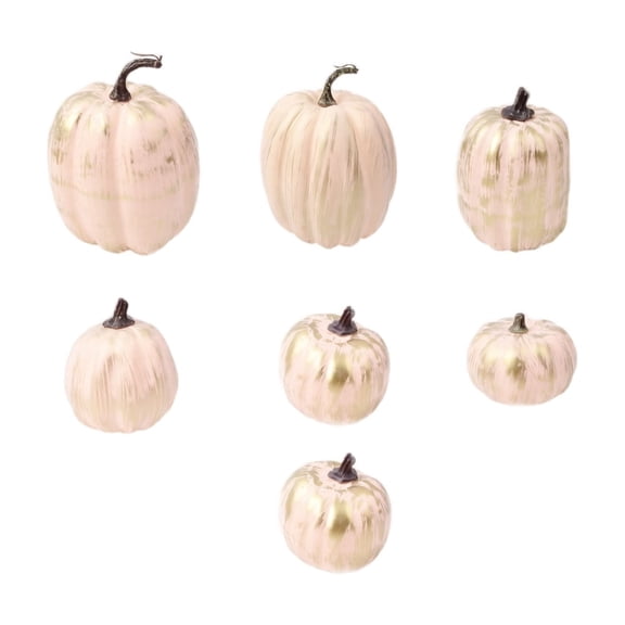 Decorative Figurines Gold Pink Fake Pumpkin 7 Piece Set for Halloween Fall Home Table and Shelf Displays