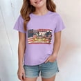 thumbnail image 2 of TOWED22 Kid 4th of July T-Shirts Boys Girls American Flag Shirt Patriotic Top Short Sleeve Tees(Light Purple,1-2 Y), 2 of 4