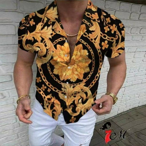 Verano Nuevo Hawaiano Hombre Camisa Para Personalidad 3d Impreso Turn-down Manga Corta Suelta Casual Moda Tamaño S-6XLpangjing