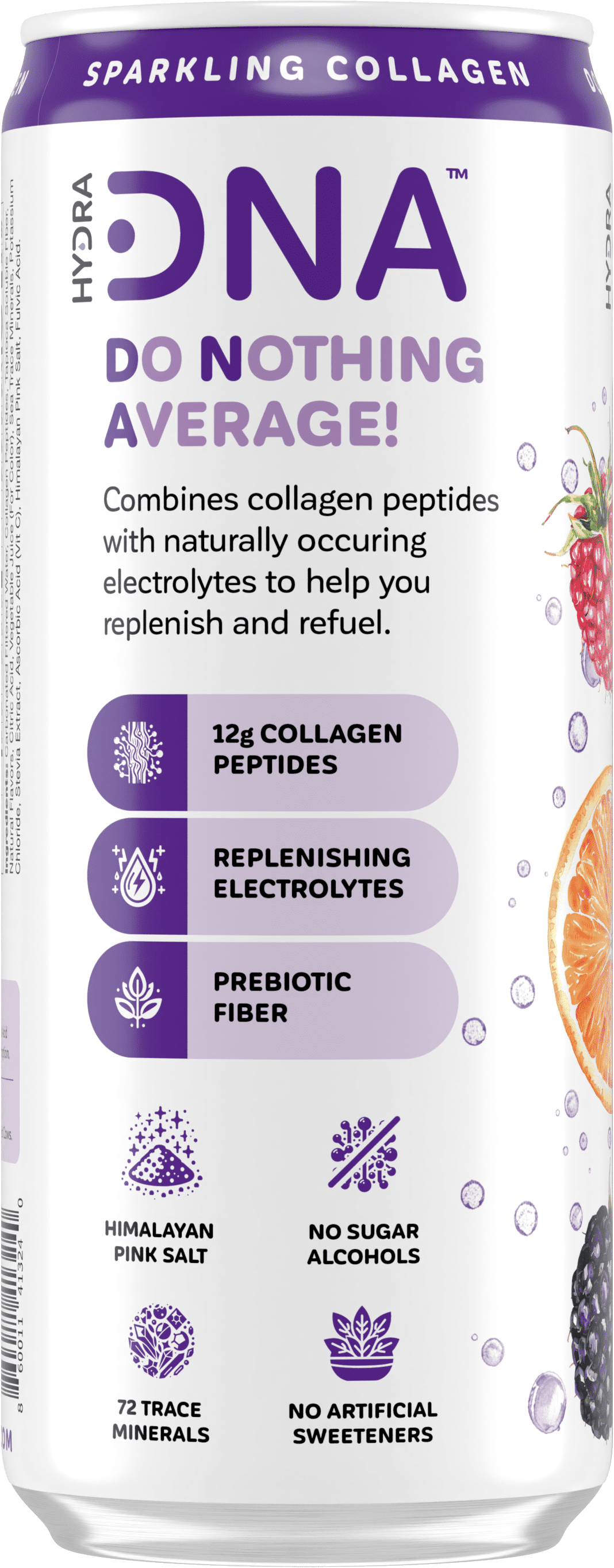 HYDRADNA Berry Punch Collagen Protein Sparkling Water, Sugar-Free, Keto-Friendly, Gluten-Free, 12 Pack, 12 fl oz