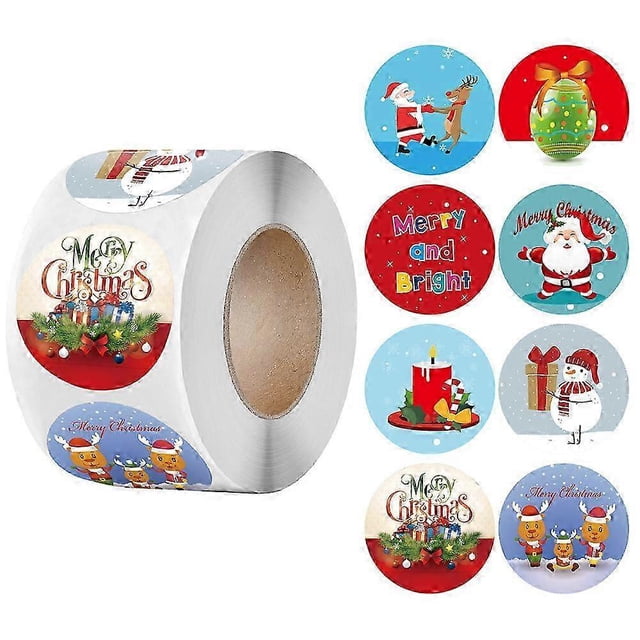 2026 Christmas Festival Labels Stickers Pieces Round Shape Label Sticker Roll Holiday Bag Envelope Sticker Christmas Craft Decorations Party Supplies