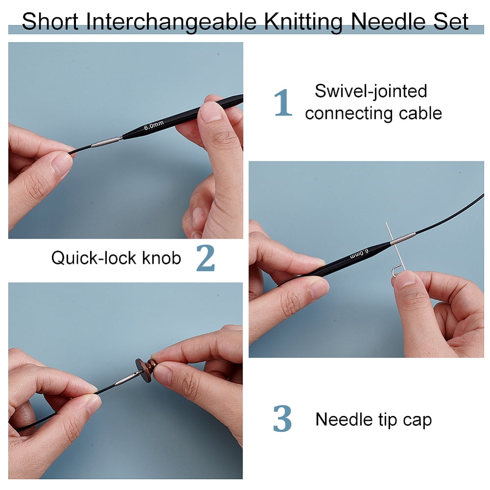 Interchangeable Circular Knitting Needle Set 9 Pairs Aluminum Circular Knitting Needle Sizes 2.5 3 4 5 6 7 8 9 10 with 4 Swivel Cables Accessories and Case