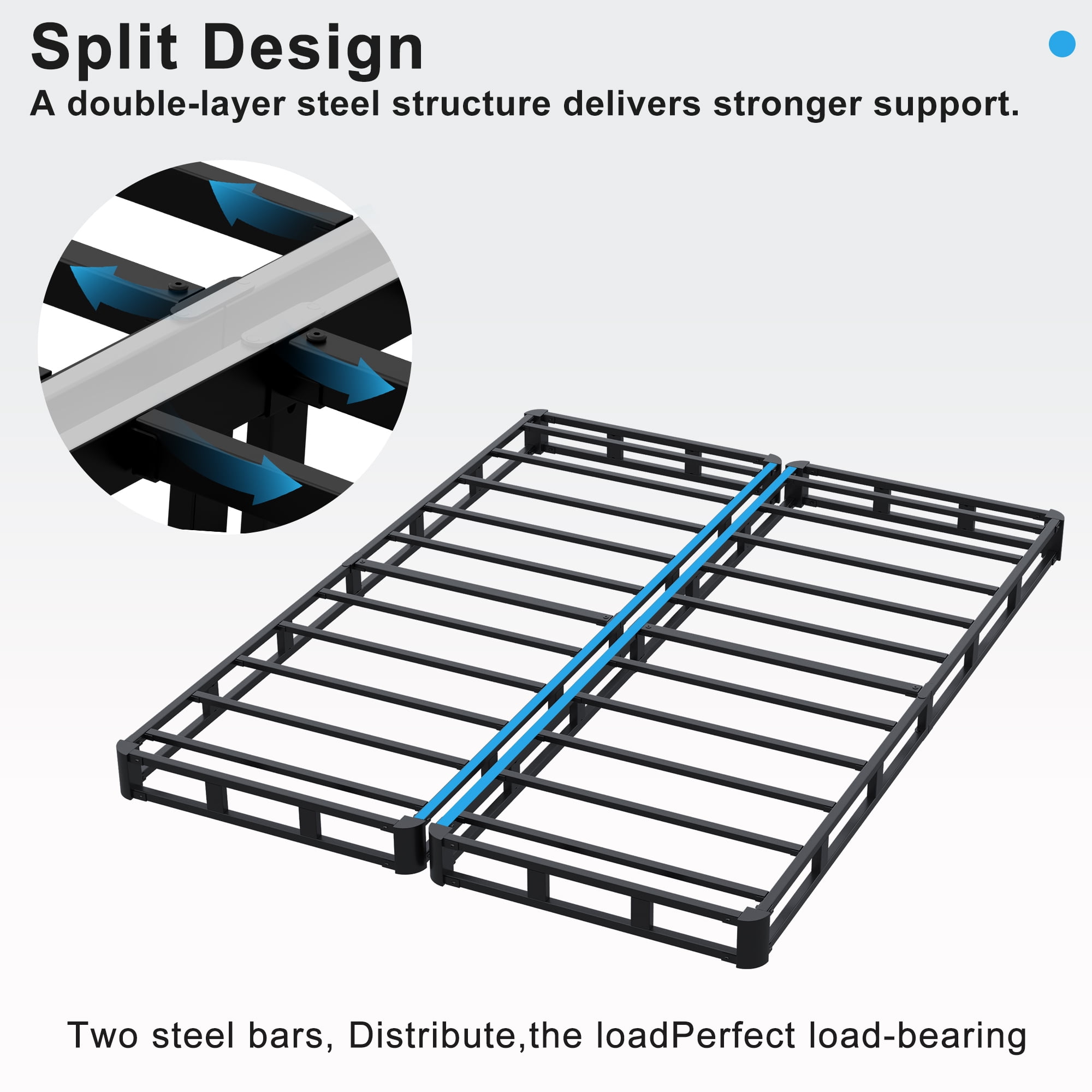 Maenizi 3" Low King Box Spring Split, 2-Pieces Under Mattress Support Box Steel Spring with Fabric Cover, Easy Assembly, Noise Free