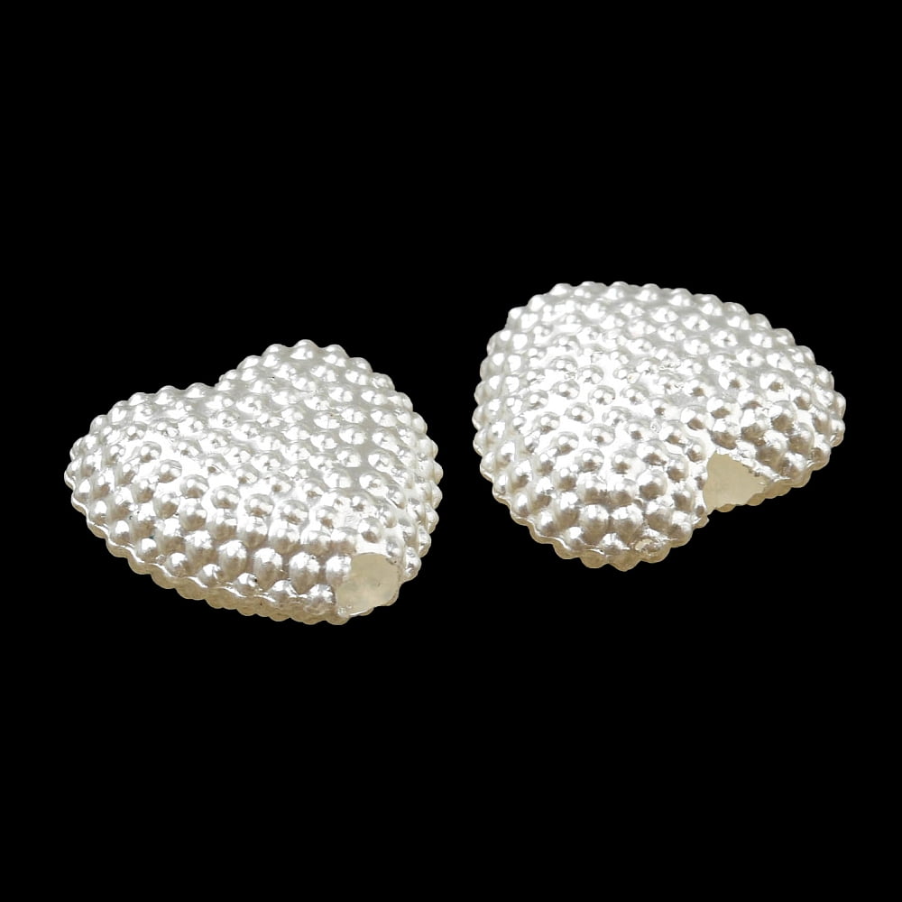 1000pc ABS Imitation Pearl Beads Heart 11x12x5mm Hole: 2mm