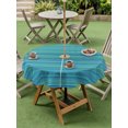 thumbnail image 5 of Outdoor Tablecloth with Umbrella Hole Zipper Teal Blue Striped Round Tablecloth 60" Waterproof Outside Table Cloth Thin Line Geometric Patio Table Cover Tablecloths for Picnic Party, 5 of 8
