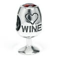 thumbnail image 1 of Queenberry Sterling Silver Red Wine Lover Glass Cup Heart Love Crystal Bead For European Charm Bracelets, 1 of 2
