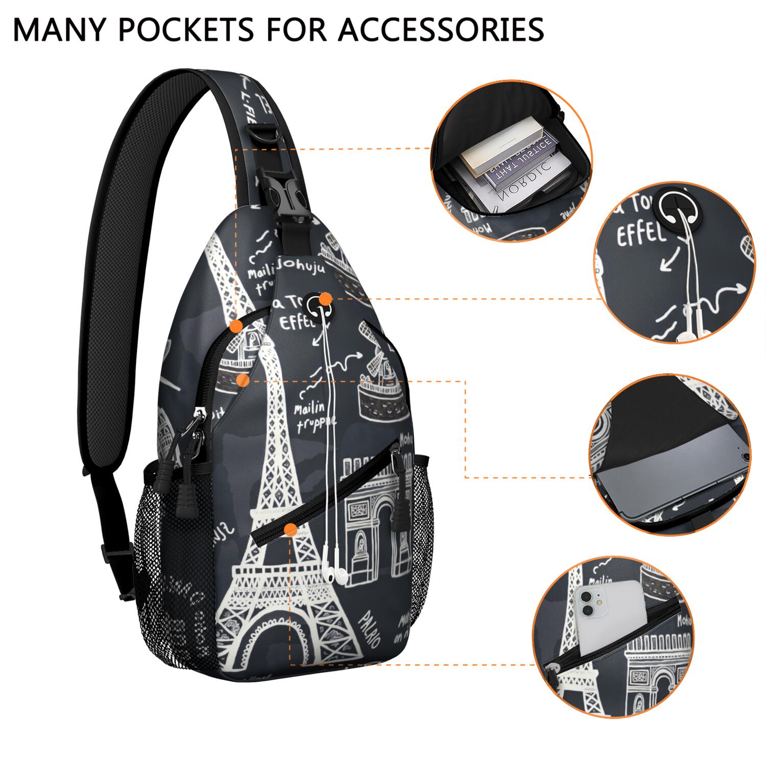 Travel Sling Bag Tower Hiking Sling Backpack Shoulder Backpack Travel Chest Pack for Men Women