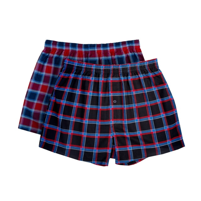 Stanfield's Men's Woven Plaid Premium Cotton Boxer Short Underwear-2 Pack, Style 2579