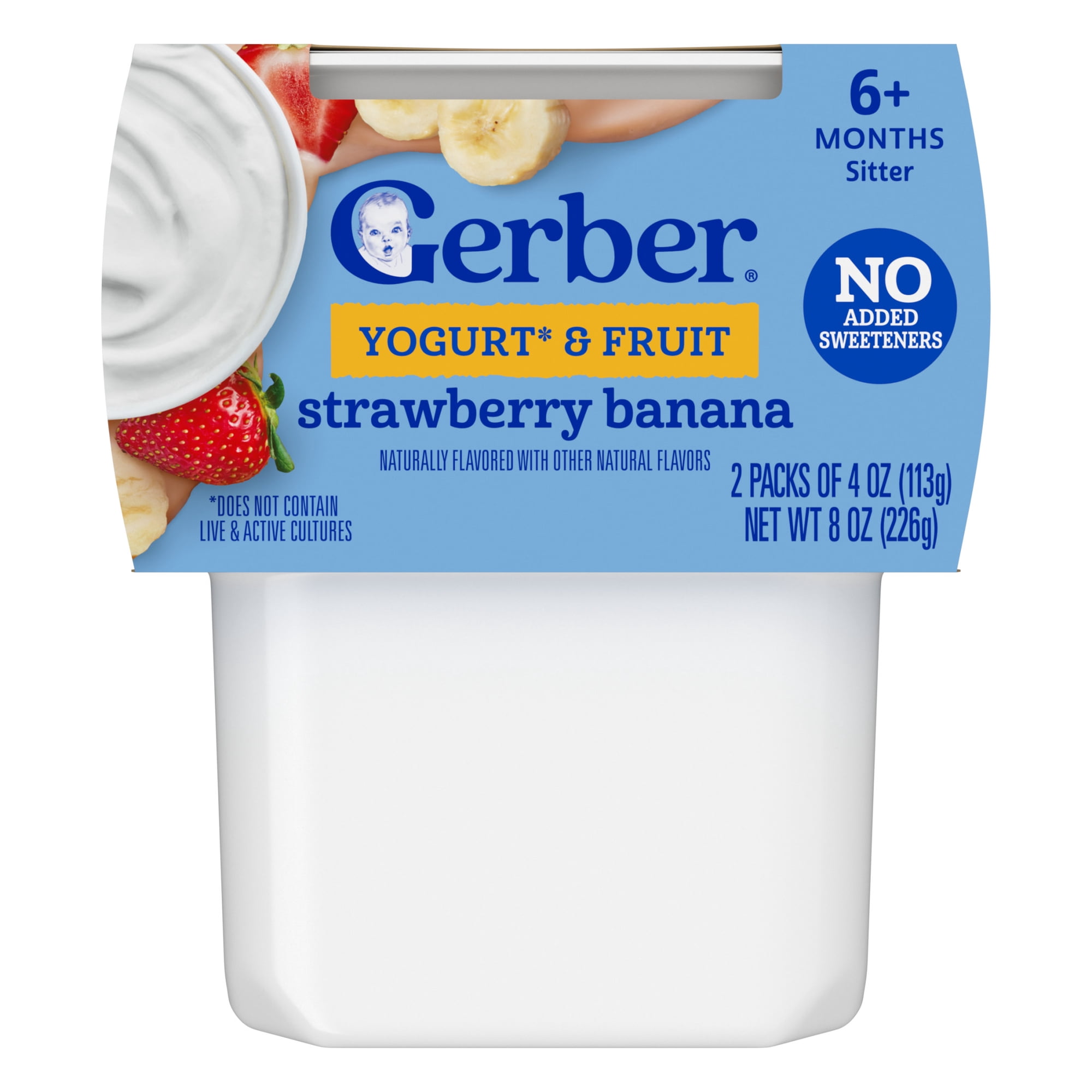 Gerber Yogurt Blends Stage 3 Baby Snacks Banana Strawberry, 4 oz Tubs (Pack of 2)