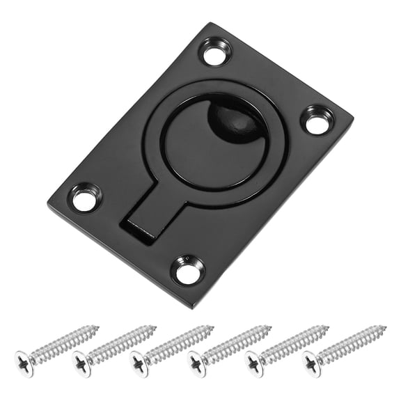 Uxcell Flush Ring Pull, 2.48" x 1.73" Stainless Steel Rectangle Recessed Door Pull with Screws, Black