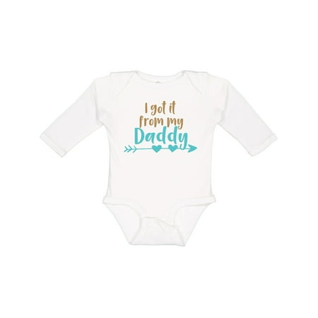 

Inktastic I Got It From My Daddy Arrow Hearts - Blue Brown Boys or Girls Long Sleeve Baby Bodysuit