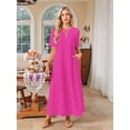 thumbnail image 4 of Summer Maxi Dresses for Women Beach Vacation Casual Short Sleeve Long T Shirt Dress with Pockets Rose Red L, 4 of 9