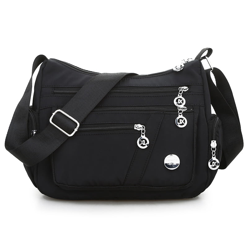 Color : Color Black, Size : Size Small Fishagelo Women Nylon Large Capacity Daily Crossbody Bag Waterproof Durable Chest Bag Shoulder Bag