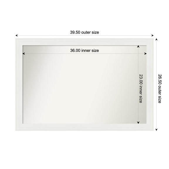 Amanti Art Custom Wall and Bathroom Mirror (26.5 x 39.5 in.), Vanity White Narrow Frame