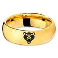 thumbnail image 2 of Tungsten Growling Grizzly Black Bear Band Ring 7mm Men Women Comfort Fit 18k Yellow Gold Dome Polished, 2 of 4