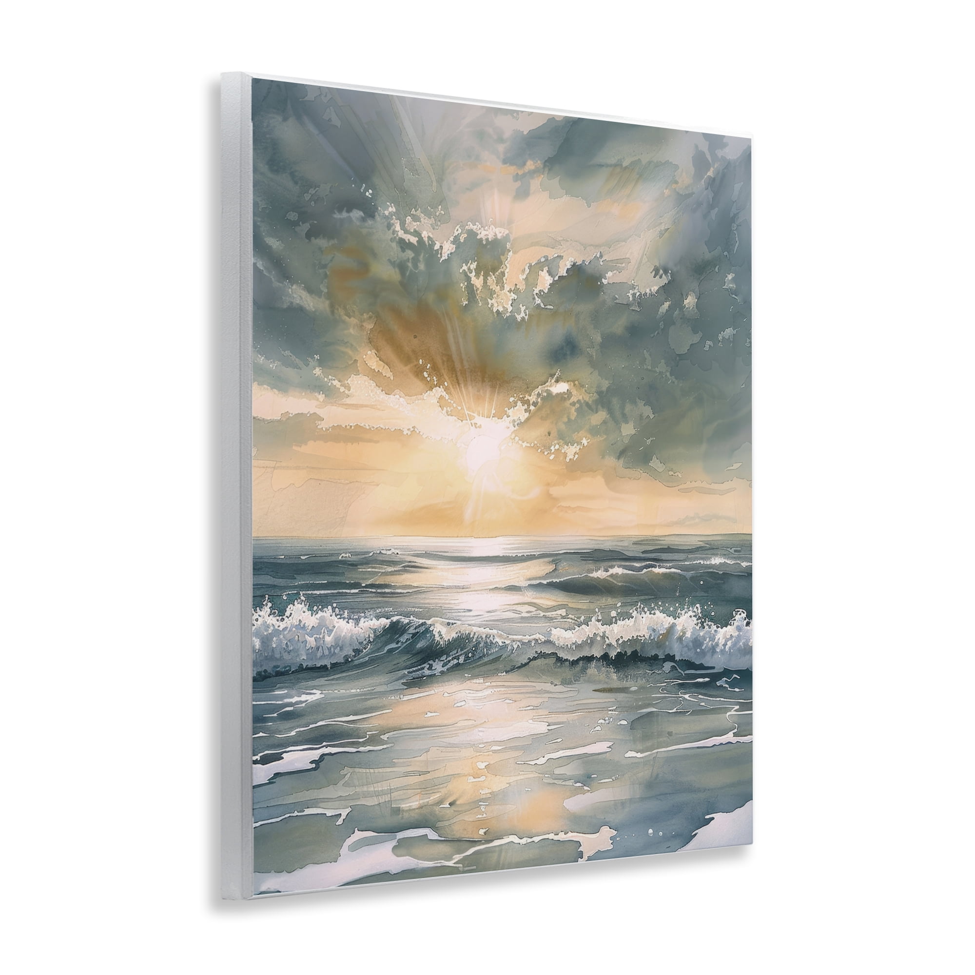 Stupell Industries Sunlit Waves Golden Reflection Wall Plaque Art, design by Petal Prints Design