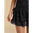 thumbnail image 4 of Womens Black Lace Strapless Ruffle Hem Mini Dress For Date Night Club Birthday Party, 4 of 7