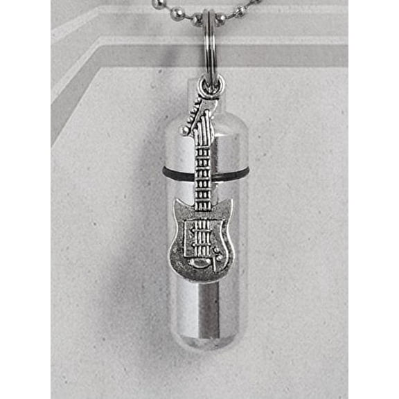 Guitar Anointing Oil or Holy Water Holder Keychain with Velvet Pouch and Pipette