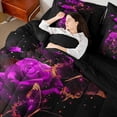 thumbnail image 4 of Castle Fairy Butterflies Rose Bedding Comforter Set,Valentine's Day Queen Bedding Sets, 4 of 8