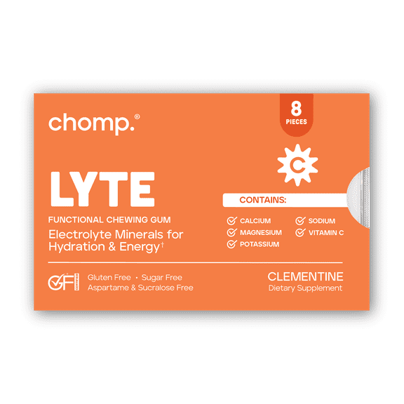 Chomp Gums LYTE Sugar-Free Chewing Gum, Clementine Flavor, 1 Pack, with Added Vitamins