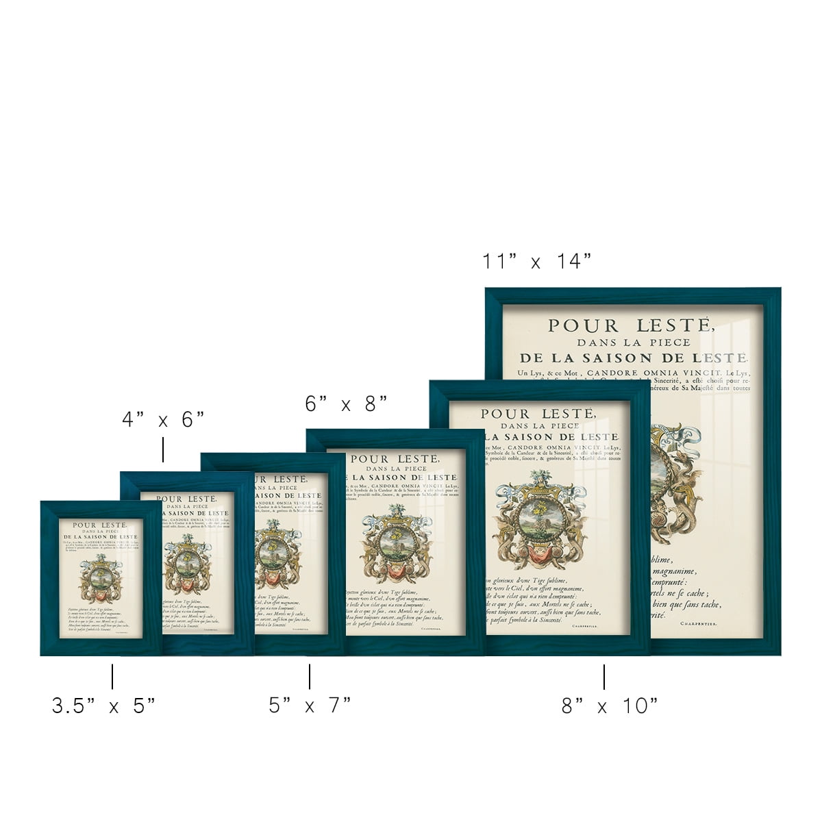 Printed Embellished Bookplate VI - Framed Print w/glass - Ocean Blue