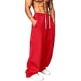 thumbnail image 2 of Gytharion Men's Solid Color Wide Leg Joggers Vintage Casual Loose Streetwear Trousers with Pockets Drawstring Elastic Waist Sweatpants, 2 of 7