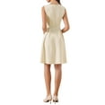 thumbnail image 3 of INSPIRE CHIC Work Dresses for Womens Sleeveless Elegant Pleated Neck Knee Length A-line Dress S Beige, 3 of 6