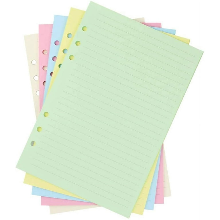 Perforated Neon Paper Refill 6 Holes A5, Neon Fluo Paper Insert for A5  Planner and Refillable Agenda, Set of 50 Papers 