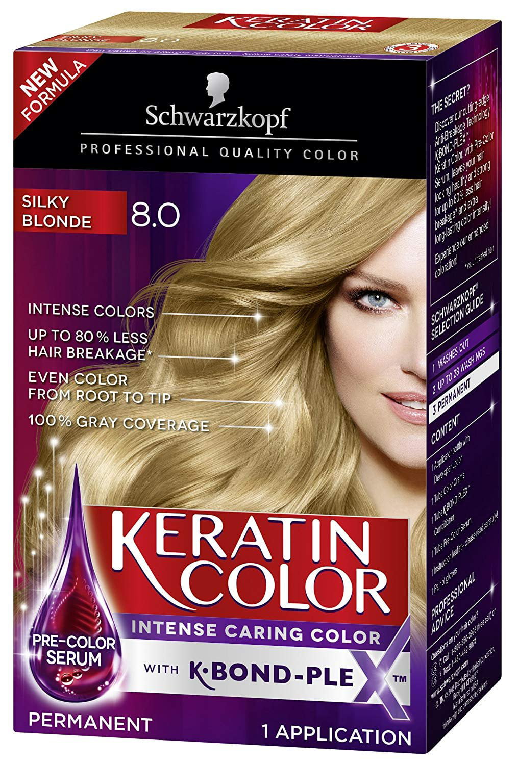 Schwarzkopf Keratin Color AntiAge Hair Color Cream, 8.0