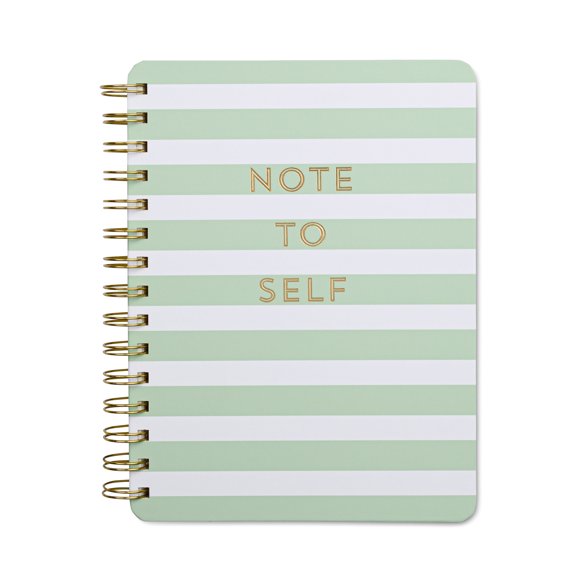 Carnet de notes Think Ink Twin Wire, rayures vertes et blanches de taille moyenne, format 6" x 8", 192 pages lignées