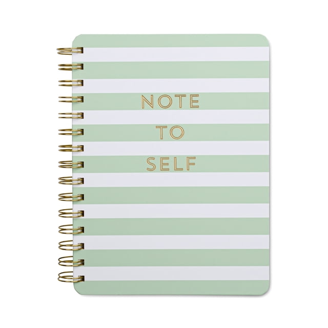 Carnet de notes Think Ink Twin Wire, rayures vertes et blanches de taille moyenne, format 6" x 8", 192 pages lignées