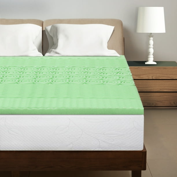 Best Price Mattress 1 5 Inch 5 Zone Memory Foam Bed Topper Aloe Infused Cooling Mattress Pad Walmart Com Walmart Com