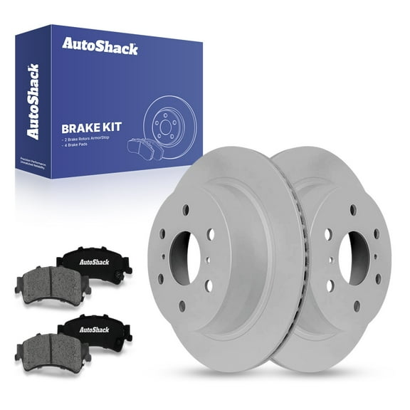 AutoShack 13.57" (344.7 mm) Rear Vented Brake Rotors Coated   Premium Ceramic Brake Pads | Replacement for 2007 GMC Sierra 1500 Classic | 6-PC Brake Kit | ArmorStop