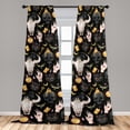 thumbnail image 4 of Ambesonne Halloween Curtains, Raven Skull Moon Print, Pair of 28"x63", Mustard Dark Grey Peach, 4 of 5