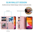 thumbnail image 4 of Nalacover Zipper Wallet Case For iPhone 12 Pro Max,360 Protection Luxury PU Leather Flip 9 Credit Card Slots and 2 Cash Pockets Holder Magnetic Shockproof Cover with Detachable Wrist Strap,Rosegold, 4 of 9