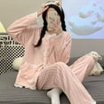 thumbnail image 4 of Pijamas de franela de otoño e invierno para mujer, traje de casa lindo con forro polar grueso de manga larga de invierno para mujer, 4 of 5