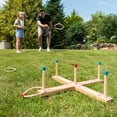 thumbnail image 3 of Grasshopper Games: Ring Toss - Classic Throwing Game, Wood Set, 5 Stumps & Hoops, Indoor-Outdoor Play, Travel Bag, Party-Backyard Activity, Family Age 3+, 3 of 8