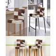 thumbnail image 5 of Brown White Leather Texture Bar Stool Covers Set of 2, Abstract Art Cowhide Stretch Washable Bar Chair Covers with Backs, Removable Pub Counter Height Chair Cover for Kitchen Dining Room Cafe, 5 of 7