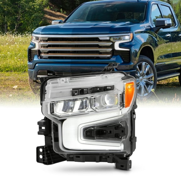 AKKON - Fits 2022-2024 Chevy Silverado 1500 LTZ RST Full LED Projector Chrome Headlight Driver w/DRL Switchback Signal