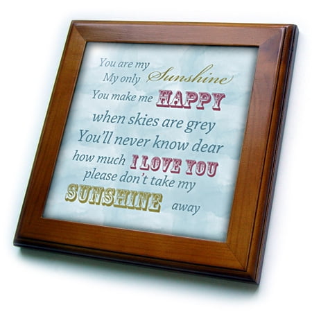 - 3dRose You Are My Sunshine blue sky inspirational art - Framed Tile, 6 by 6-inch