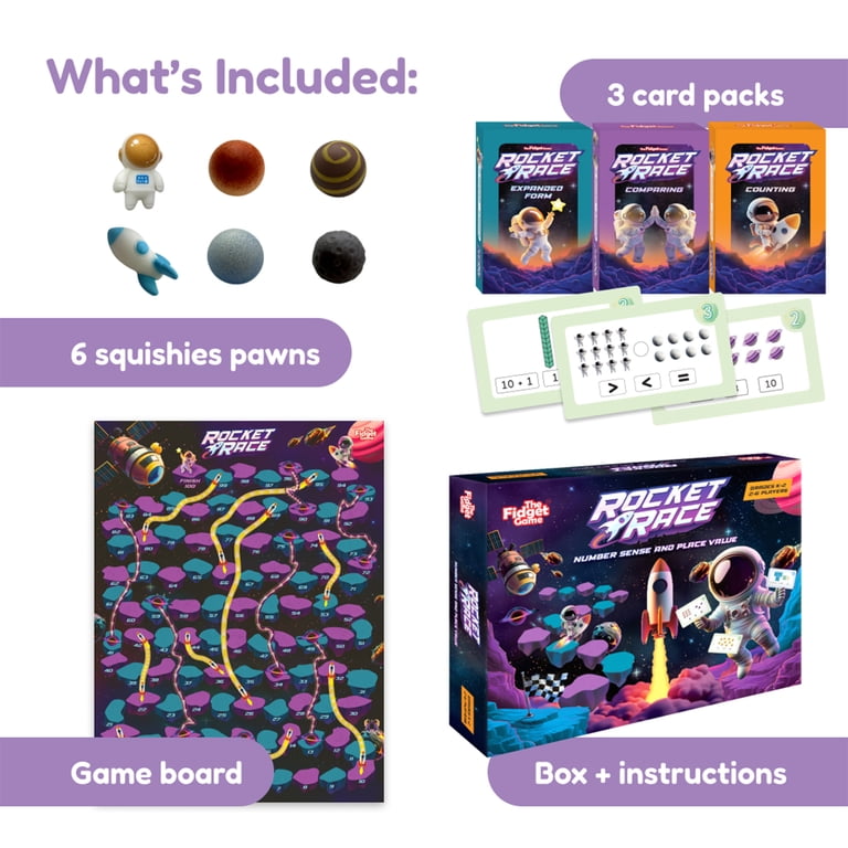 The Fidget Game Rocket Race Number Sense & Place Value Board Game
