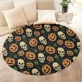 thumbnail image 4 of Skull Pumpkin Halloween Pattern Round Blanket,Comfortable Soft Flannel Throw Blanket,All Season,Warm Lightweight Blankets for Sofa Bed Couch Living Room Chair 47"x47", 4 of 5