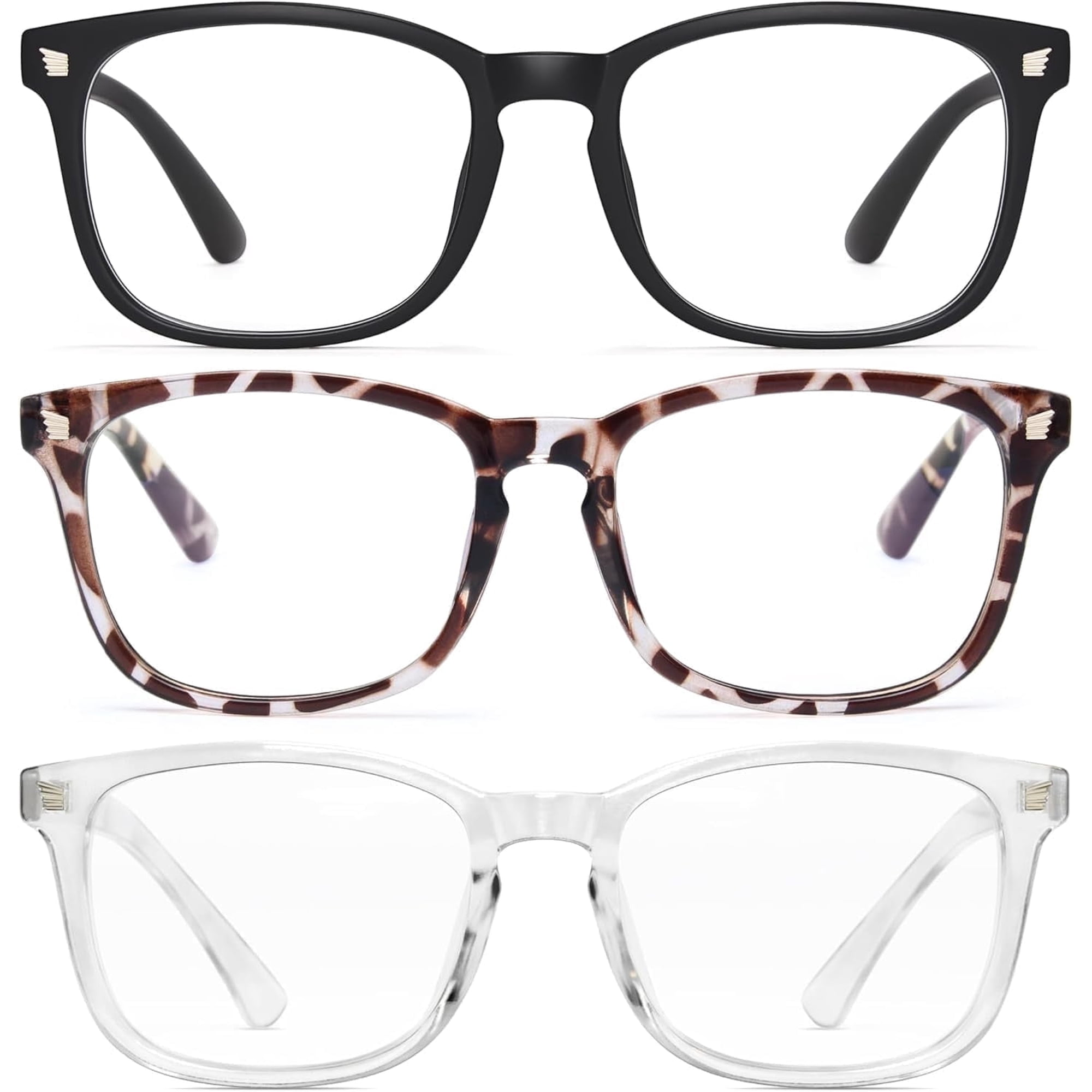 Gaoye Stylish Blue Light Glasses for Woman - Computer Glasses up to 99% Blue Light Blocking - Lightweight Frames - 3 pack