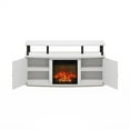 thumbnail image 4 of Furinno Jensen Living Room Fireplace Entertainment Center with Doors Storage Cabinet for TV up to 55 Inch, Solid White/Black, 4 of 8